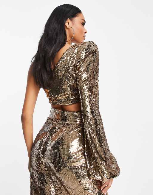 Asos gold sequin sales top