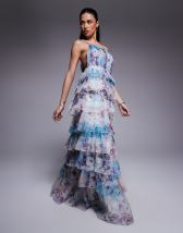 ASOS LUXE embellished printed maxi dress in floral print
