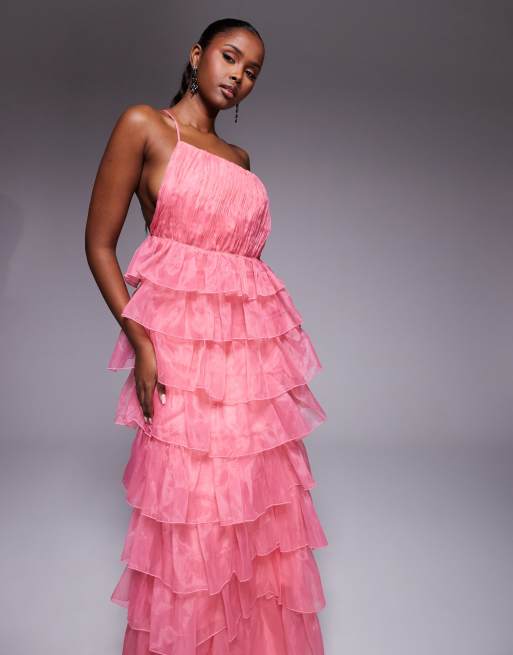 新品未使用　FOXEY Adeam/RuchedDress/S ピンク XS ASOS LUXE plunge maxi dress with ruched chiffon detail