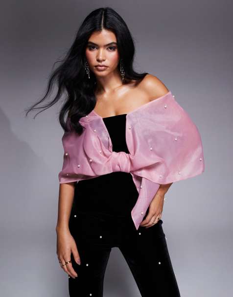 ASOS LUXE organza velvet and pearl top - part of a set - view 1