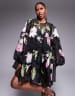 ASOS LUXE oversized organza mini smock dress with floral