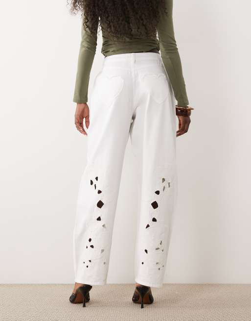 ASOS LUXE pantalon barrel à découpes laser blanc, 2 de 5