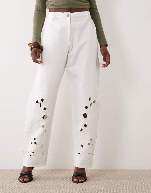 ASOS LUXE pantalon barrel à découpes laser blanc, 4 de 5