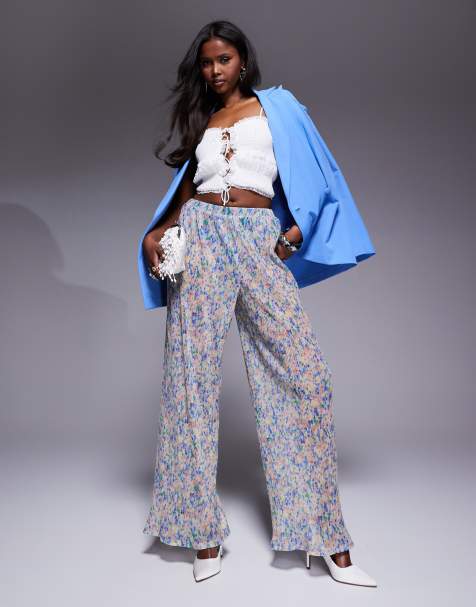 ASOS LUXE - Pantalon d'ensemble ample en tulle plissé imprimé fleuri - view 1