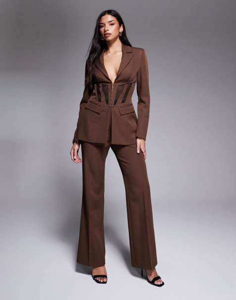 ASOS LUXE - Pantalon droit d'ensemble - Marron - view 1