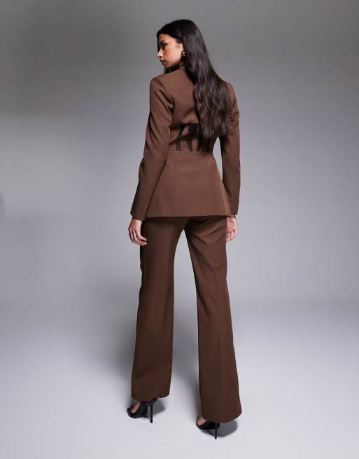 ASOS LUXE - Pantalon droit d'ensemble - Marron, 3 de 5