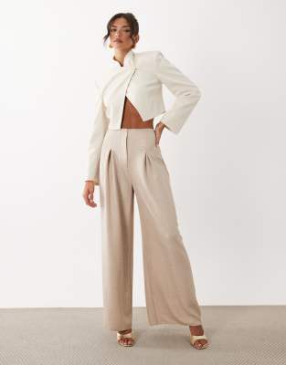 Pantalon large d'ensemble à taille haute large - Beige-Neutral 46