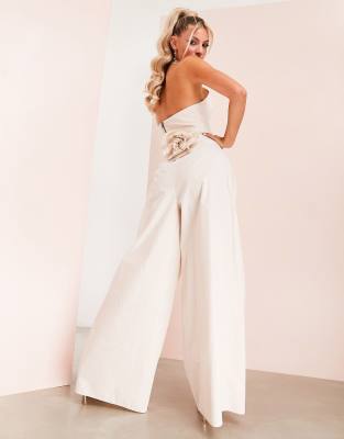ASOS LUXE - Pantalon large plissé d'ensemble en popeline - Blush