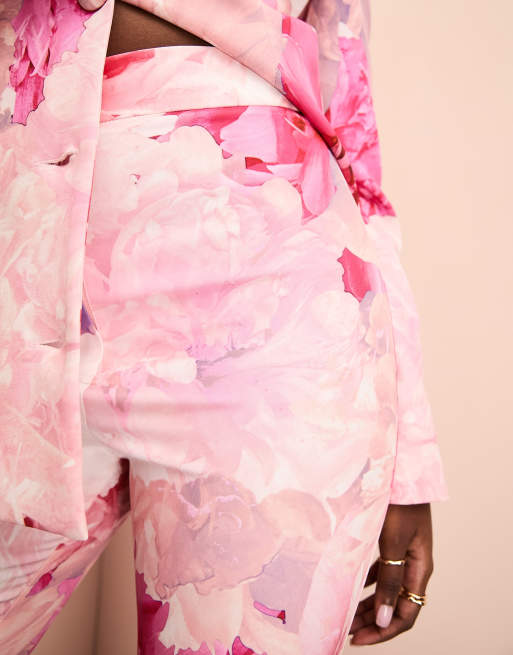 ASOS LUXE - Pantalon met bloemenprint in roze, deel van co-ord set, 3 van 5
