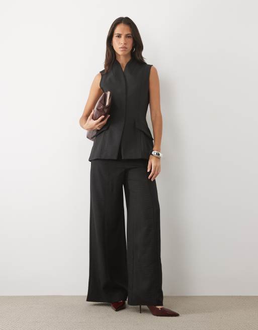 ASOS LUXE - Coordinato sartoriale con gilet e pantaloni nero, 2 di 3