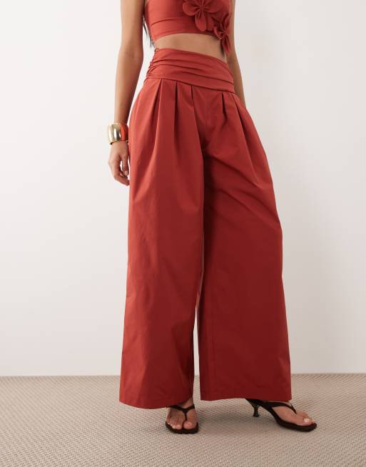 ASOS LUXE - Pantalones color óxido de talle alto con cinturilla, 2 de 5