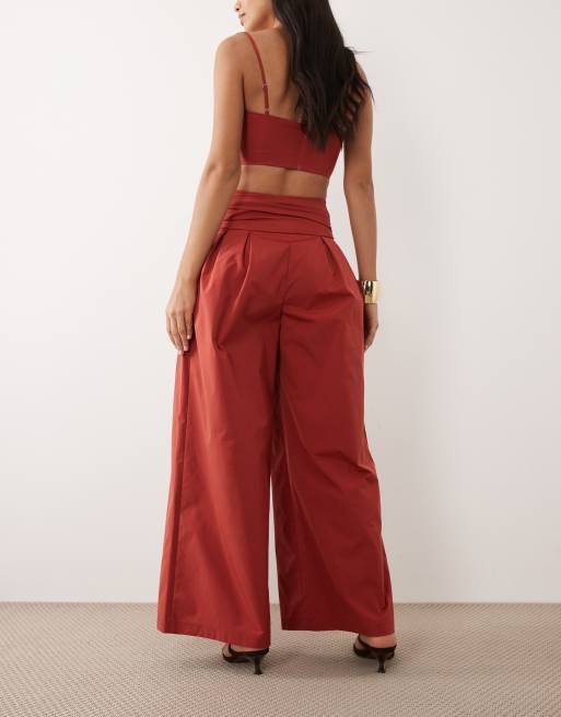 ASOS LUXE - Pantalones color óxido de talle alto con cinturilla, 4 de 5