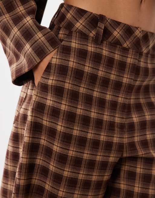 ASOS LUXE - pantalones de traje cepillados a cuadros marrones, 4 de 5