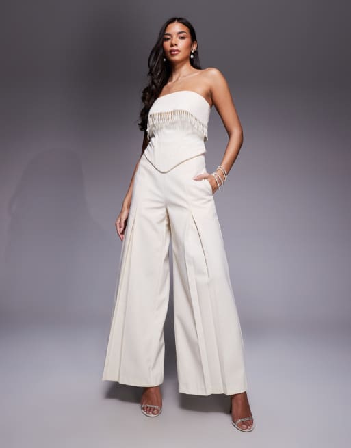 ASOS LUXE - Coordinato in lino color crema, 3 di 3