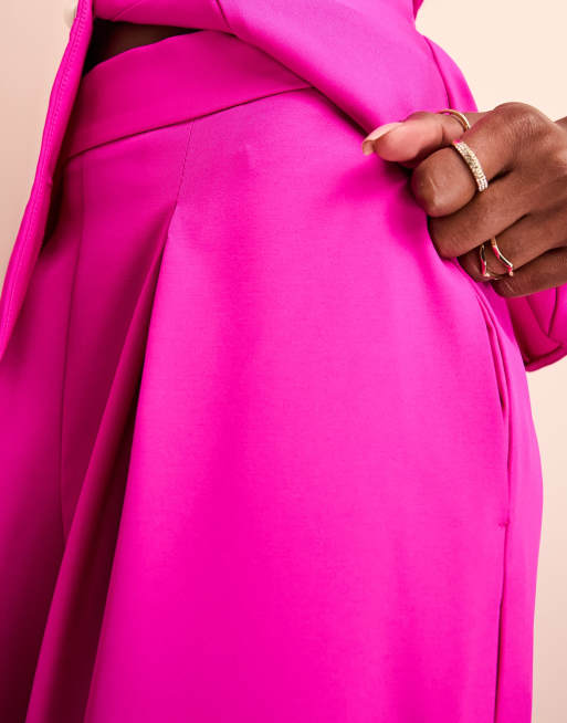 ASOS LUXE - Pantaloni a fondo ampio sartoriali rosa acceso, 5 di 5