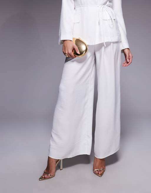 ASOS LUXE - Pantaloni estivi a pieghe bianchi in coordinato, 2 di 5