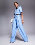 [ASOS LUXE] ASOS LUXE paper bag style pants in light blue (part of a set) 14 Light blue