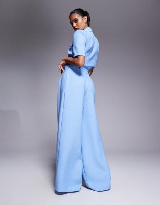 ASOS LUXE paper bag style pants in light blue - part of a set
