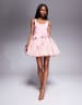 ASOS LUXE faux pearl embellished corseted mini dress with bows in dusty pink