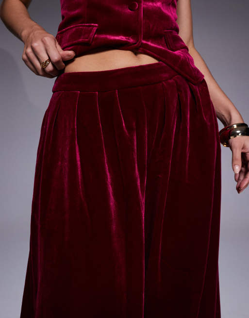 ASOS Luxe - Pink bukser i velour med plisseringer - Del af sæt, 4 af 5