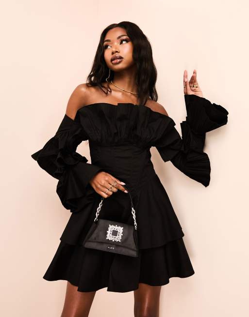 Asos black off the shoulder outlet dress