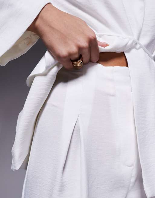 ASOS LUXE pleated summer pants in white - part of a set, 3 of 5