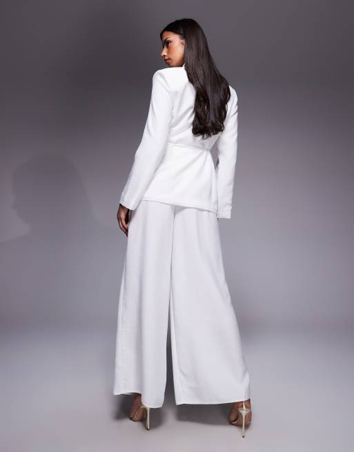 ASOS LUXE pleated summer pants in white - part of a set, 4 of 5