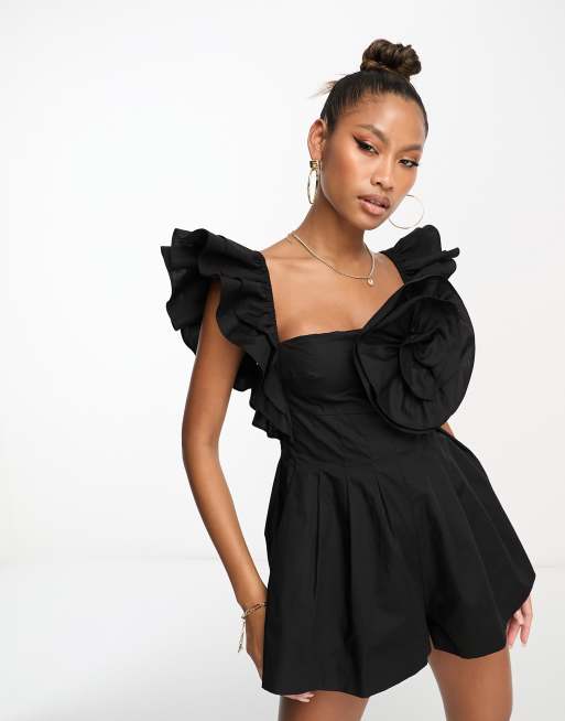 Black store ruffle playsuit