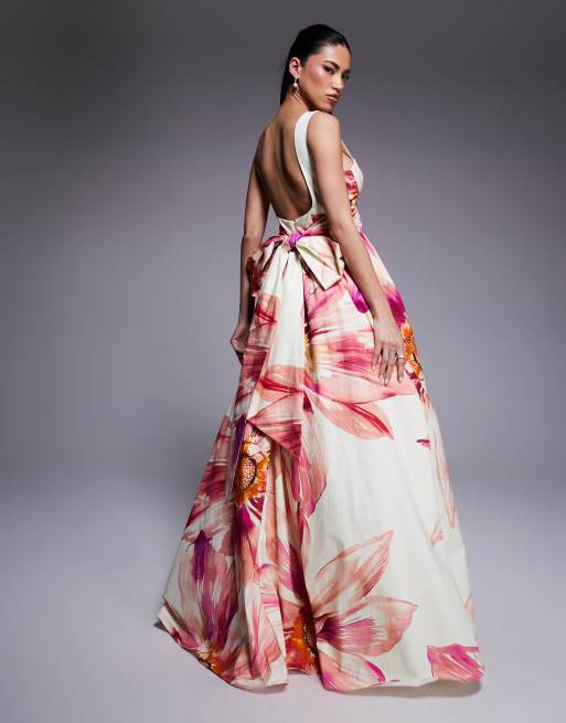 ASOS LUXE cotton sateen premium maxi dress in oversized floral print
