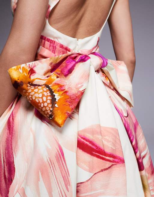 ASOS LUXE cotton sateen premium maxi dress in oversized floral print