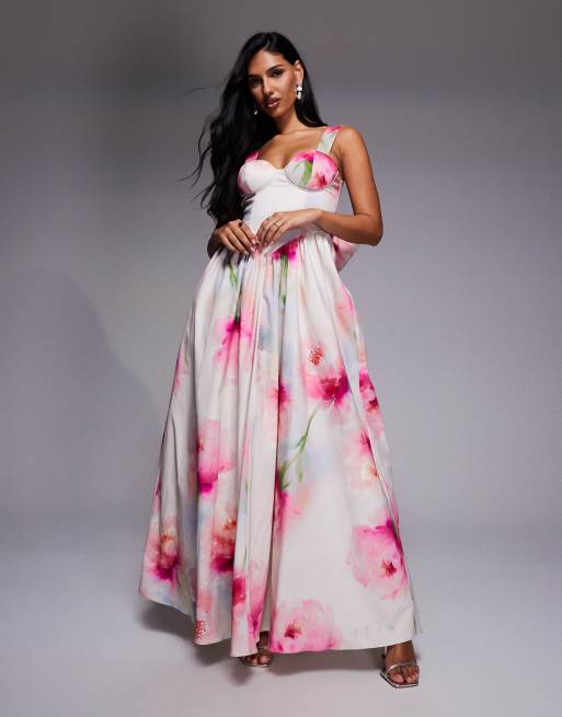 ASOS Luxe – Premium – Sukienka maxi w duży kwiatowy wzór, 2 z 4