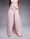 [ASOS LUXE] ASOS LUXE PU pleated pants in dusky pink (part of a set) 16 Dusky pink