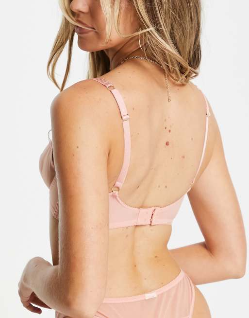 ASOS LUXE – Puderrosa BH med uddkant av mesh, 2 av 4