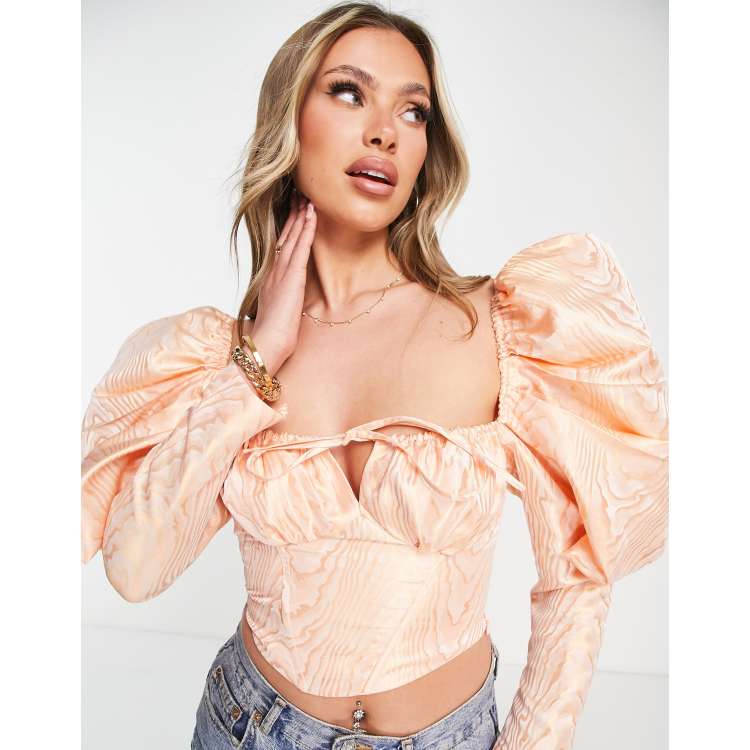 Puff sleeve outlet corset top