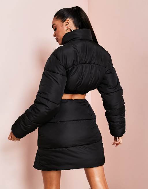 ASOS LUXE puffer jacket in black part of a set