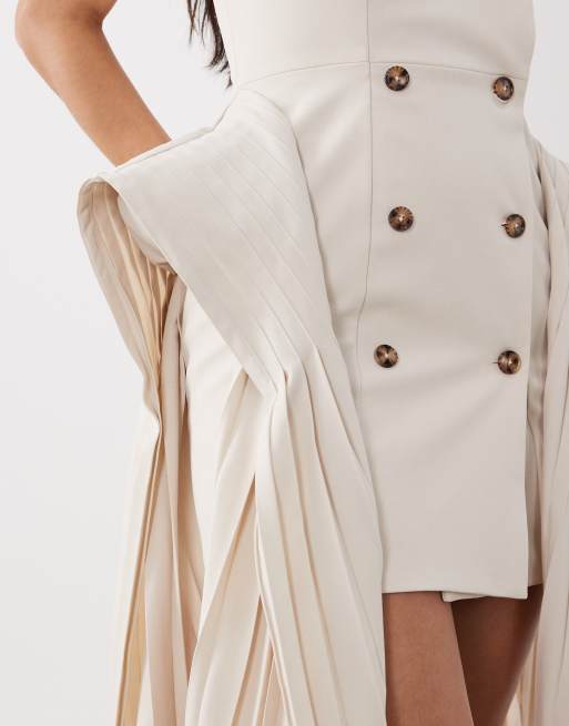 ASOS LUXE - Robe courte ajustée avec plis aux hanches - Ivoire, 4 de 4