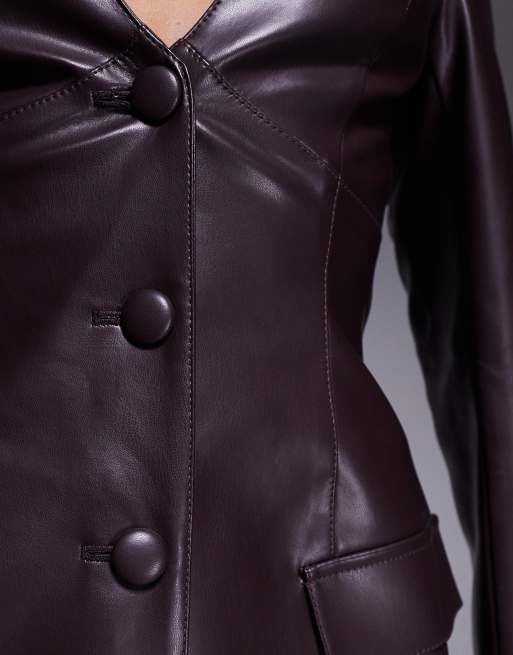 ASOS LUXE - Robe courte habillée en PU - Chocolat, 4 de 4