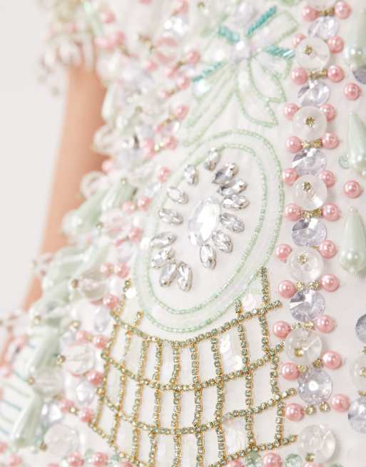 ASOS LUXE - Robe courte ornée de papillons et de cœurs - Sauge et blush, 2 de 4