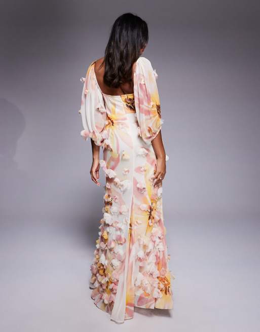 ASOS LUXE Robe longue avec fleurs en relief ASOS