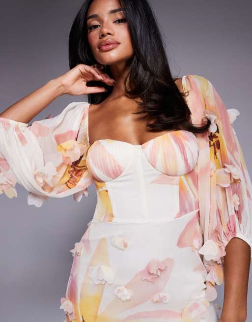 ASOS LUXE - Robe longue avec fleurs en relief, 4 de 4