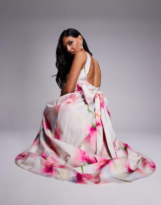 Robe longue oversize de qualité supérieure à imprimé fleurs-Multicolore 32