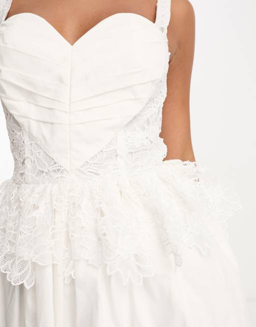 ASOS LUXE - Robe patineuse en dentelle avec encolure cœur - Blanc, 2 de 4