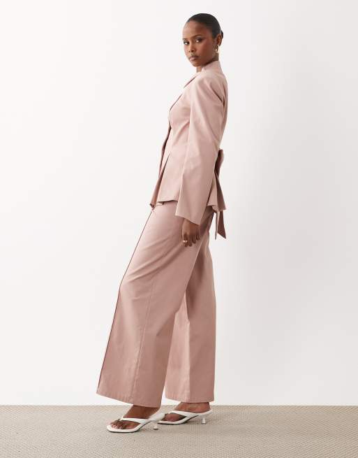 ASOS LUXE – Rosa, strukturerad kavaj med rosett baktill, del av set, 2 av 4