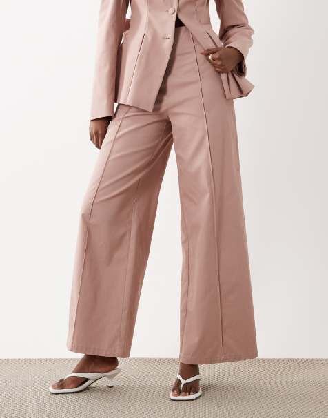 ASOS LUXE – Rosa, strukturerat set med kavaj med rosett baktill och byxor med vida ben - view 1