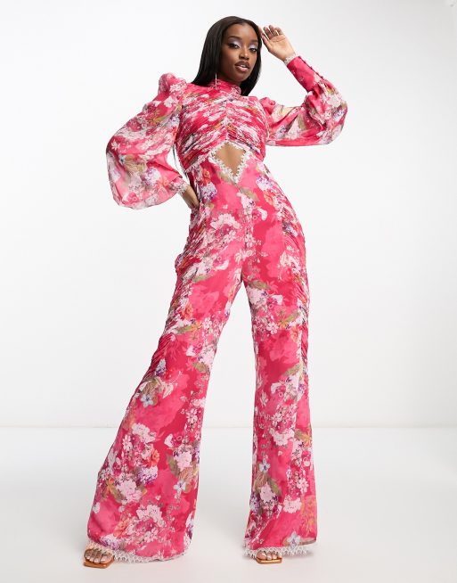 Floral sales chiffon jumpsuit