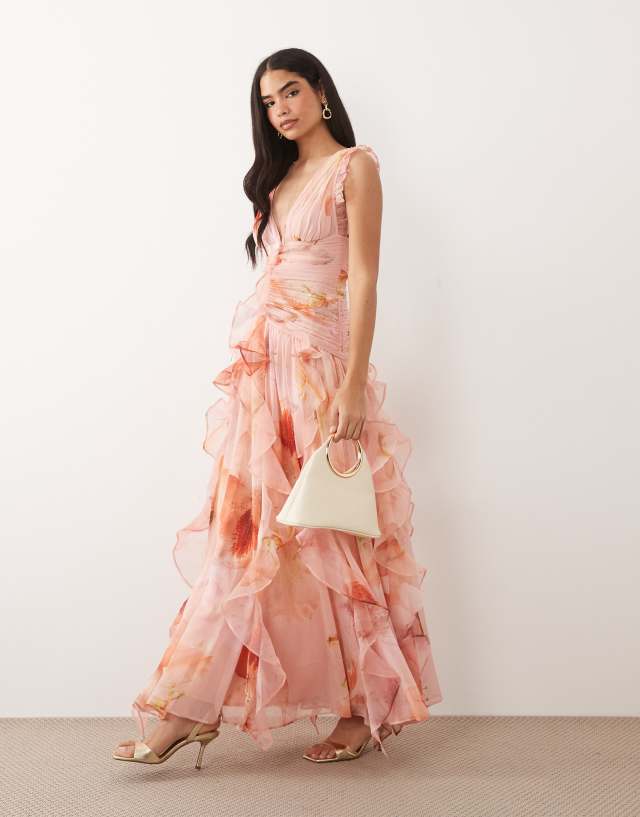 fruit maxi dress Minkpink Carmen One Shoulder Fruit Maxi Dress in Multi