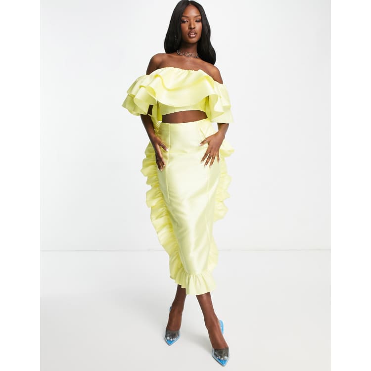 Pencil cut hotsell skirt with ruffles