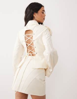 ASOS LUXE sculpted shirt in cream - part of a set