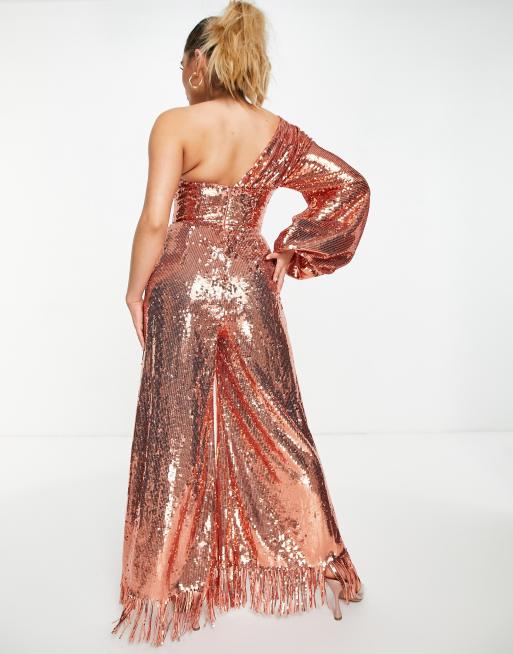 Plus size rose store gold sequin jumpsuit