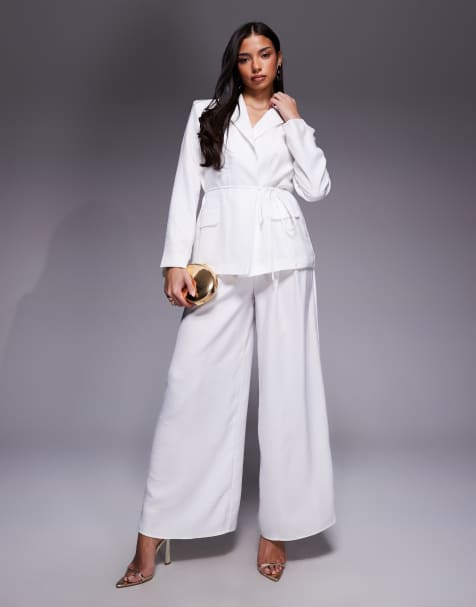 ASOS LUXE – Set mit Leinenanteil in Weiß - view 1